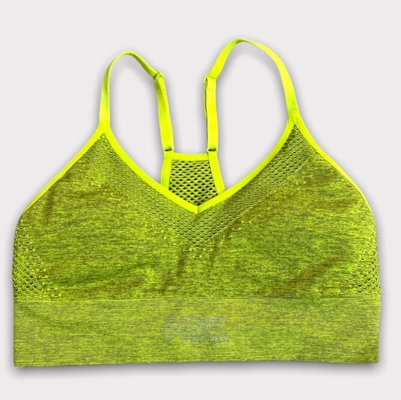 Pink Victoria Secret neon green sports bra size Medium